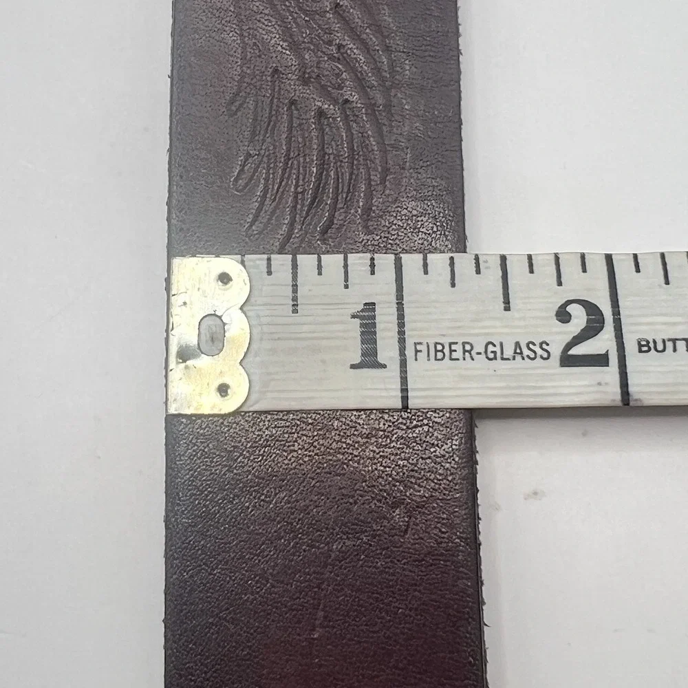 Brown Western Tooled Leather Belt Eagle Graphic 36-40